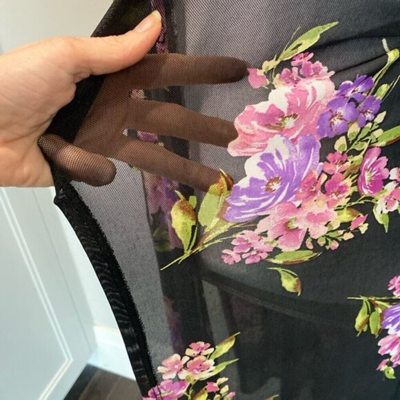 Emerald Black Floral Duster size 1X - Picture 8 of 12